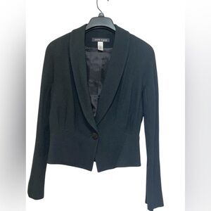 ANNE KLEIN BLACK SHAWL-COLLAR SINGLE-BUTTON BLAZER WOMENS LONG SLEEVE SIZE 6